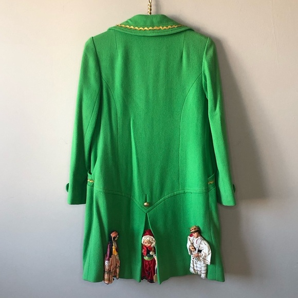 Rare William Good Green Wool Gold Buttons whimsical one of a kind artisan coat S - Picture 12 of 16